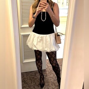 Cider woven square neck two tone bubble hem mini dress size medium